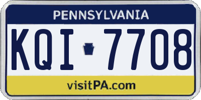 PA license plate KQI7708