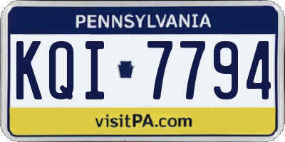 PA license plate KQI7794