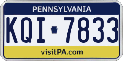 PA license plate KQI7833