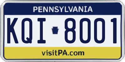 PA license plate KQI8001