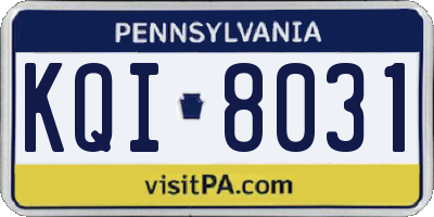PA license plate KQI8031