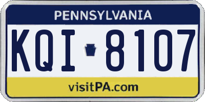 PA license plate KQI8107