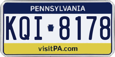 PA license plate KQI8178