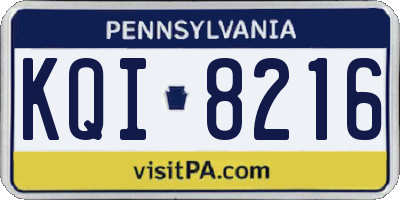 PA license plate KQI8216
