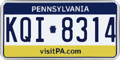 PA license plate KQI8314