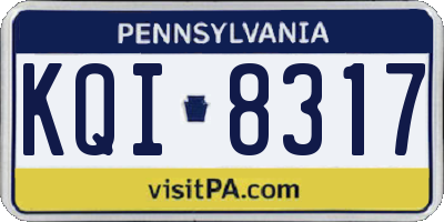 PA license plate KQI8317