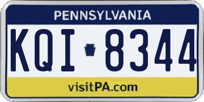 PA license plate KQI8344