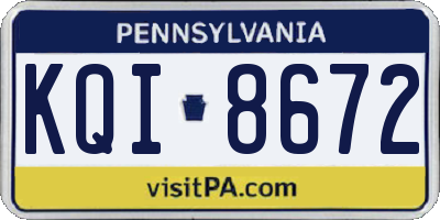 PA license plate KQI8672