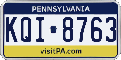 PA license plate KQI8763