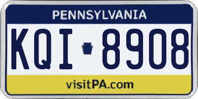 PA license plate KQI8908