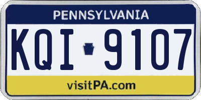 PA license plate KQI9107