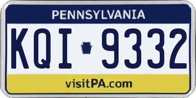 PA license plate KQI9332