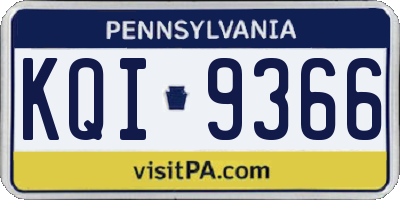 PA license plate KQI9366