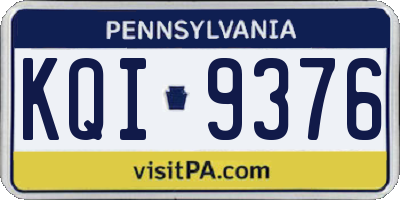 PA license plate KQI9376