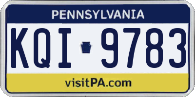 PA license plate KQI9783
