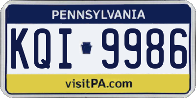 PA license plate KQI9986