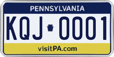 PA license plate KQJ0001