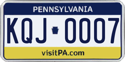PA license plate KQJ0007