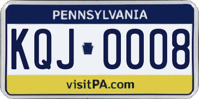 PA license plate KQJ0008