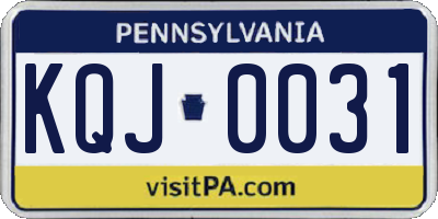 PA license plate KQJ0031