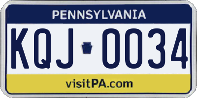 PA license plate KQJ0034