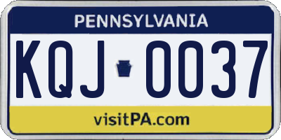 PA license plate KQJ0037