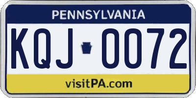PA license plate KQJ0072