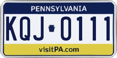 PA license plate KQJ0111