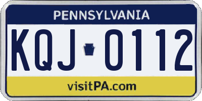 PA license plate KQJ0112