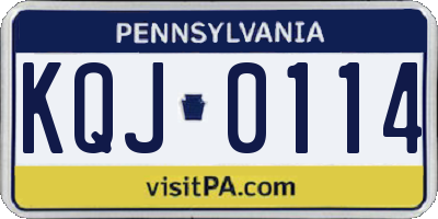 PA license plate KQJ0114