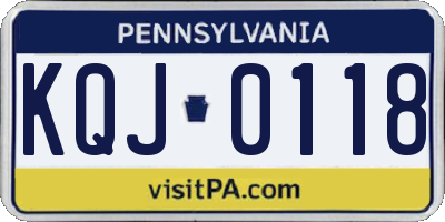 PA license plate KQJ0118