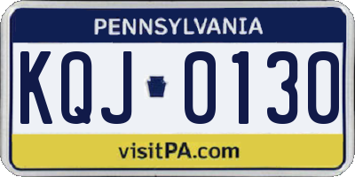 PA license plate KQJ0130