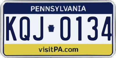 PA license plate KQJ0134