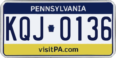 PA license plate KQJ0136