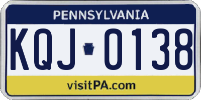 PA license plate KQJ0138