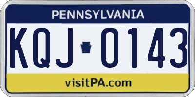 PA license plate KQJ0143