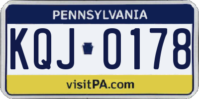 PA license plate KQJ0178