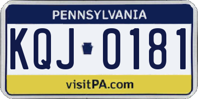 PA license plate KQJ0181