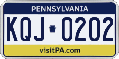 PA license plate KQJ0202