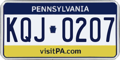 PA license plate KQJ0207