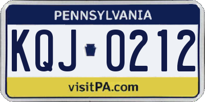 PA license plate KQJ0212