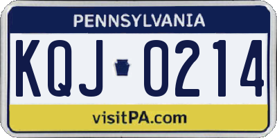 PA license plate KQJ0214