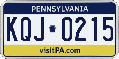 PA license plate KQJ0215