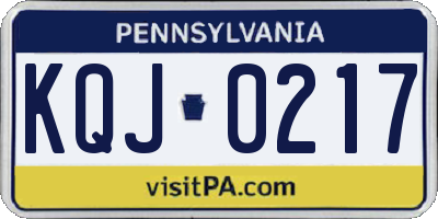 PA license plate KQJ0217