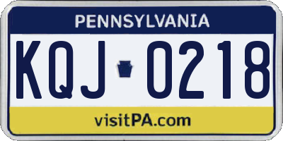 PA license plate KQJ0218