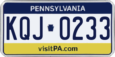 PA license plate KQJ0233