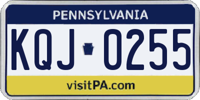 PA license plate KQJ0255