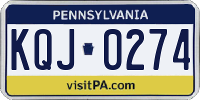 PA license plate KQJ0274
