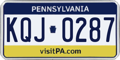 PA license plate KQJ0287
