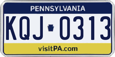 PA license plate KQJ0313